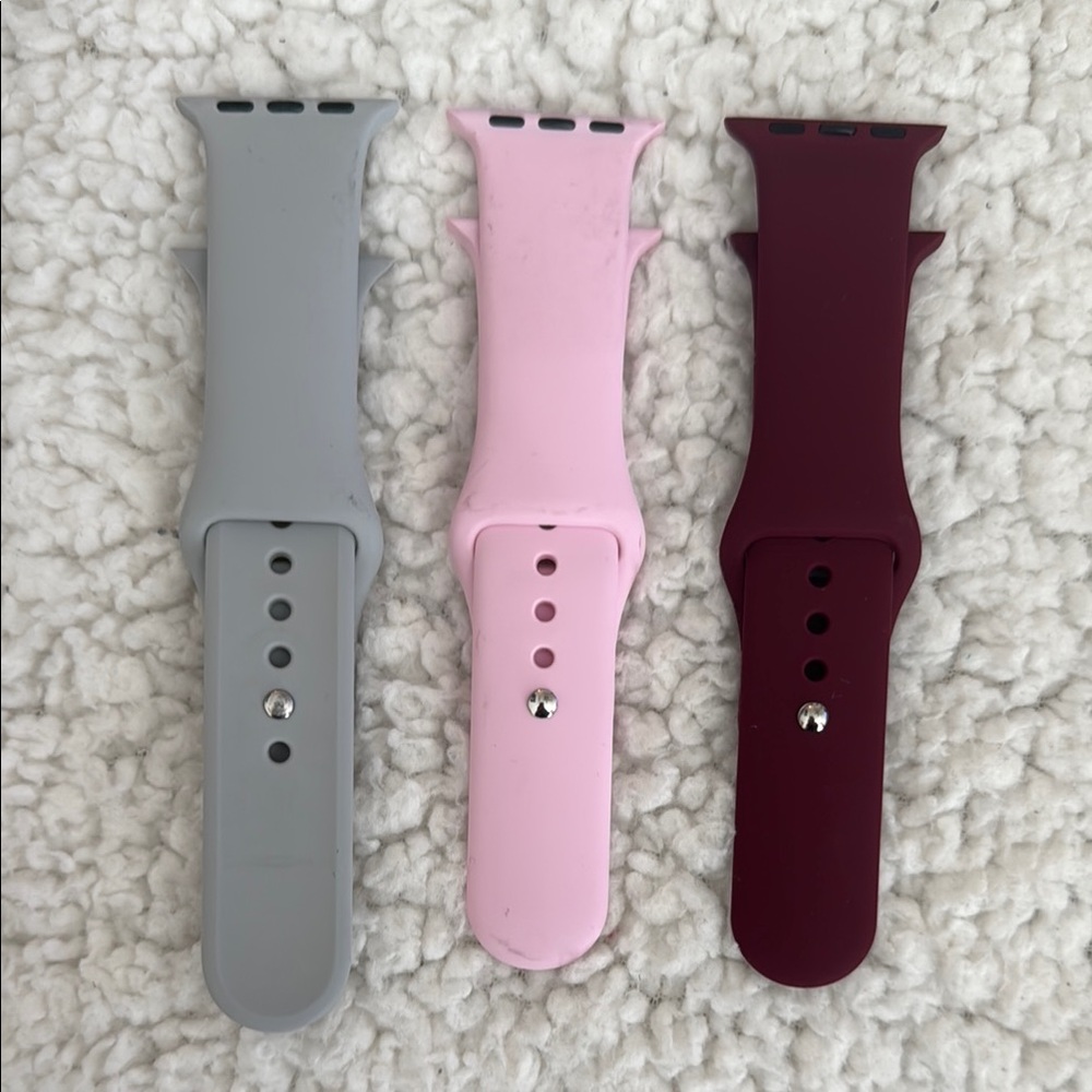 Smartwatch Band Set - Gray, Pink, and Burgundy